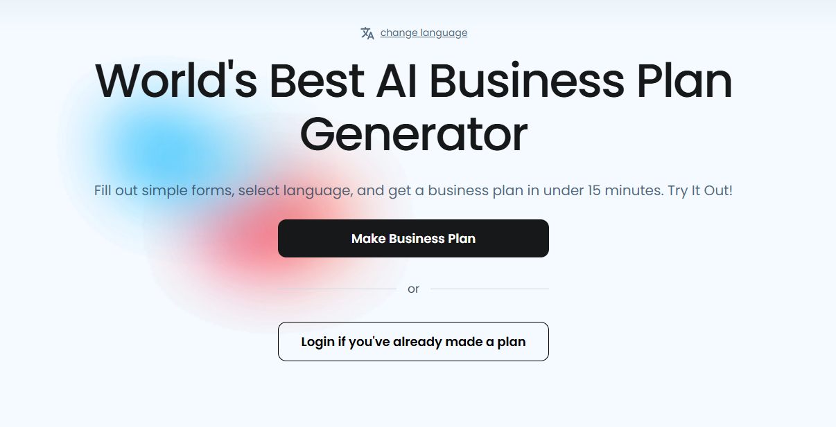 15minuteplan.ai landing page