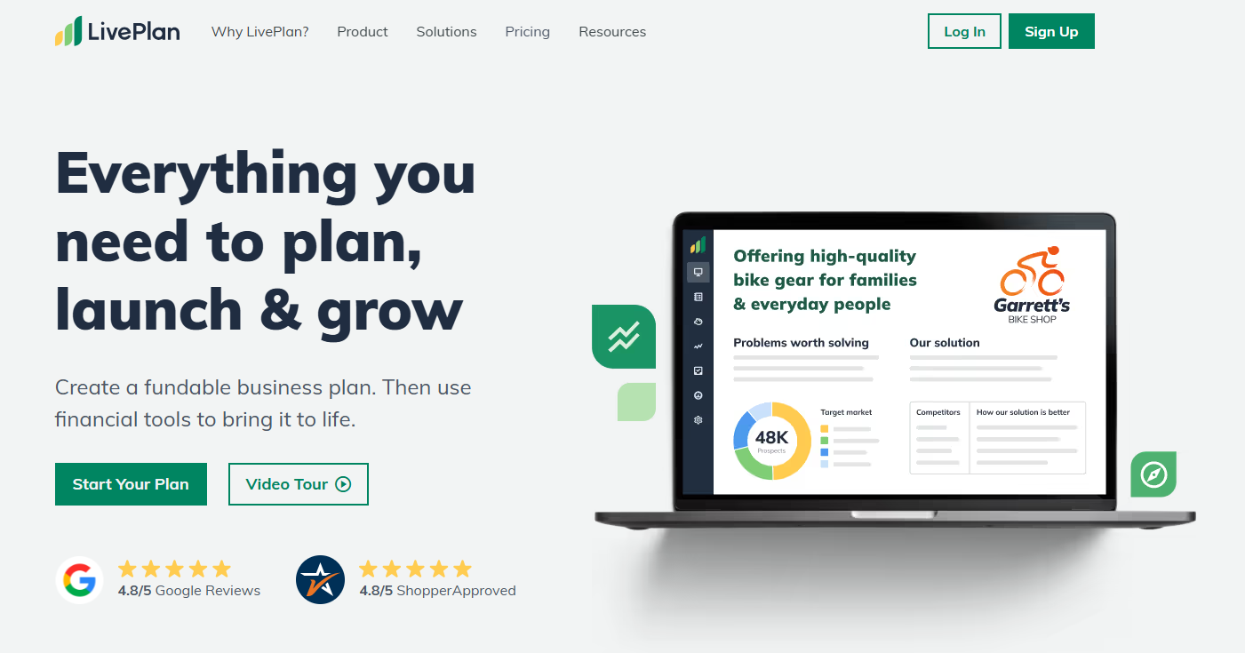 LivePlan Landing Page